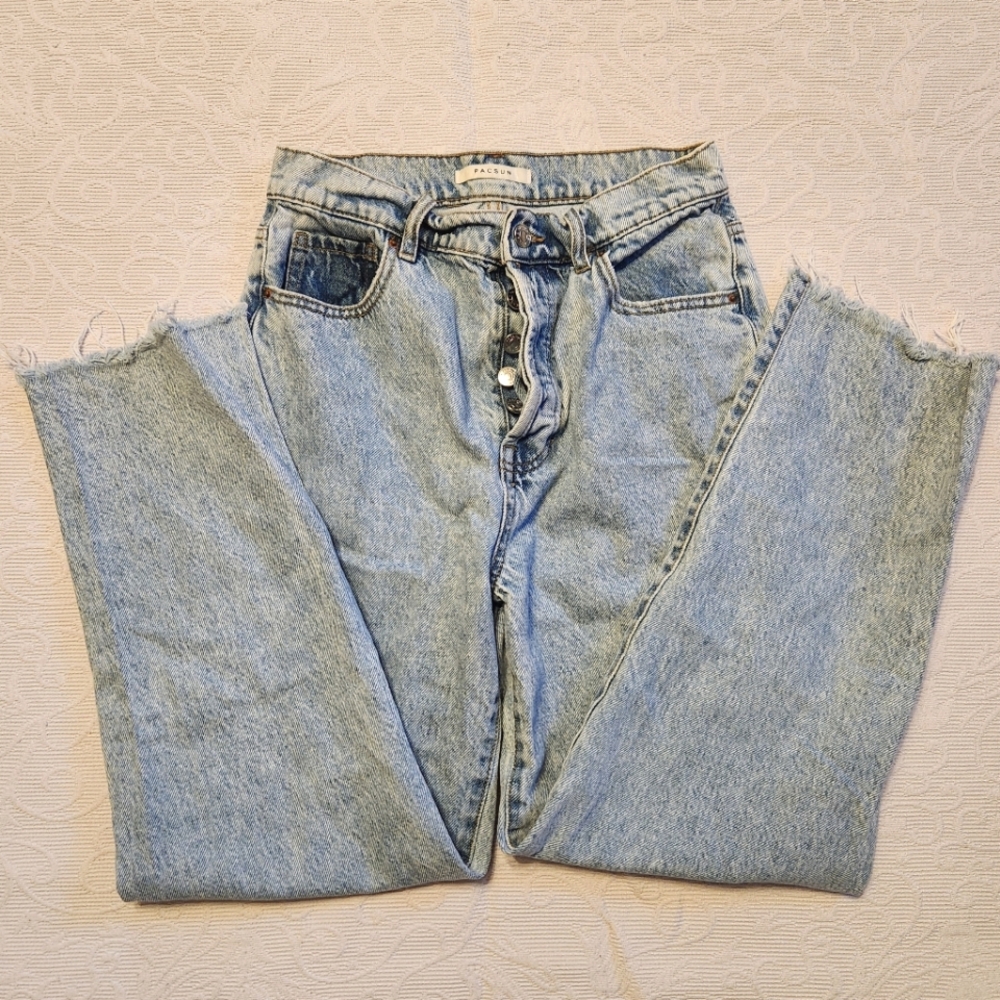 PacSun High Waist Mom Button Fly Acidwash Jeans